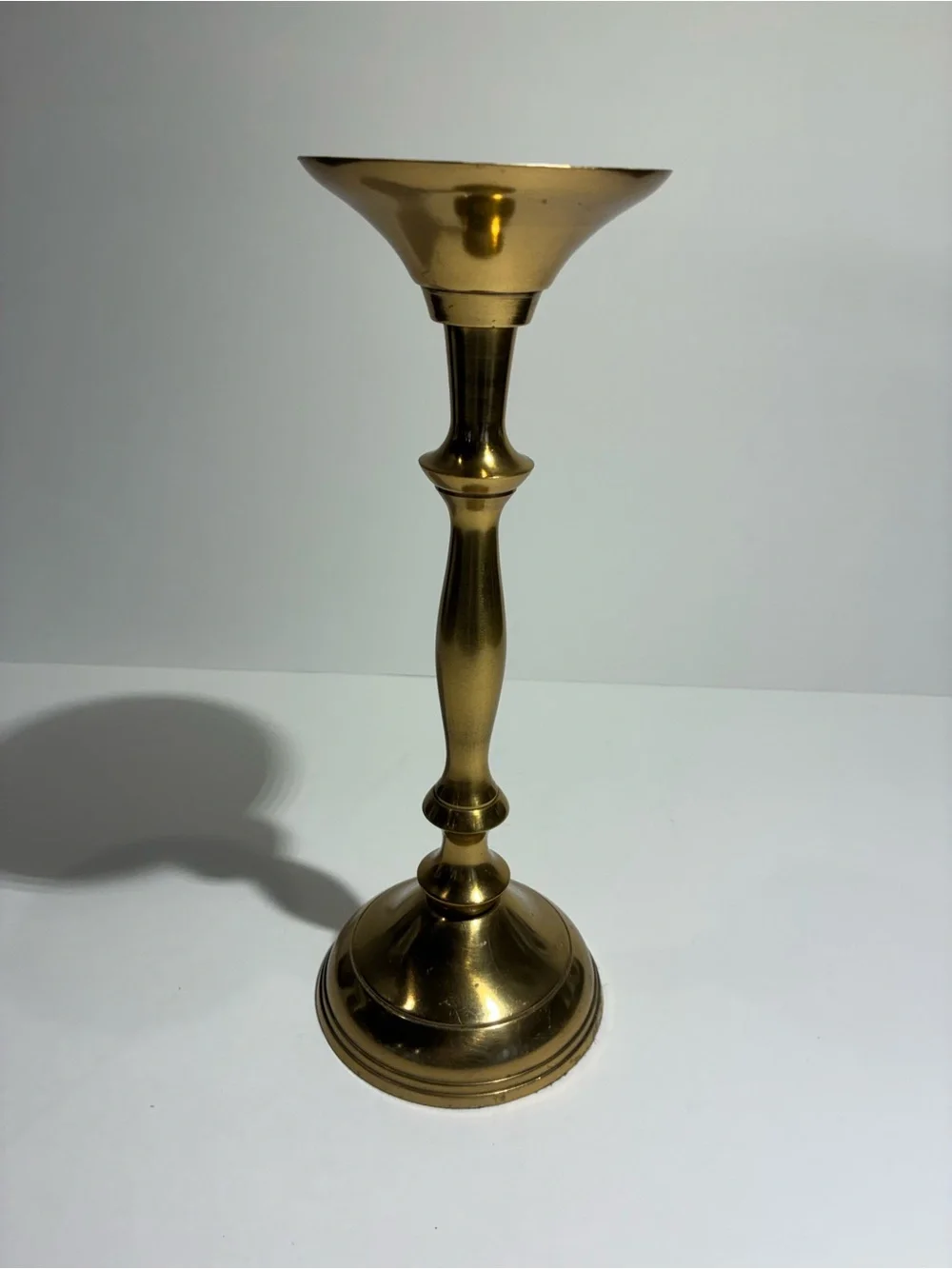 Vintage Brass Finish Taper Candle Holder Candlestick 10” Weighted Base Decor